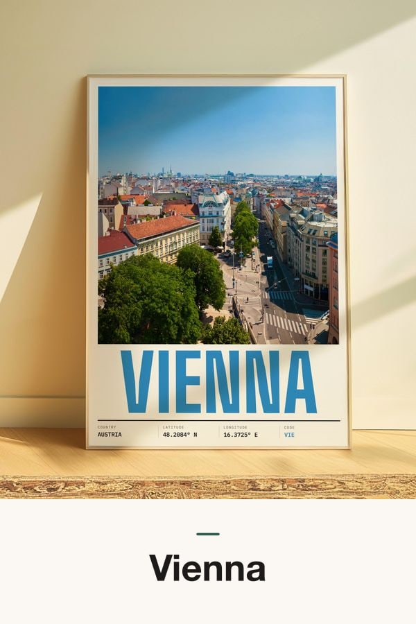 Vienna, Austria travel poster, city print, European wall art, Vienna gift idea